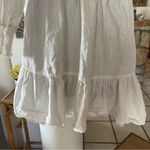 ZARA  linen blend dress long sleeve white ivory size M smocked ruffle Photo 7