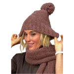Barefoot Dreams  Pom Pom Beanie And Scarf Set In Chestnut One Size Photo 7