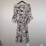 Umgee  White Floral Bell Sleeve Wrap Dress Womens L Ruffled Boho Coquette NWT Photo 2