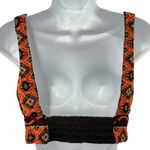 None Tribal Festival Black Orange Pink Embroidered Cotton Tank Crop Bra Top size S Photo 3