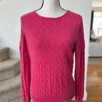 Hot Pink Cableknit Cashmere Long Sleeve Sweater Size M Photo 0