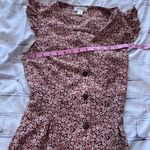 Monteau Y2K Burgundy Ditsy Floral Button Front Mini Dress Women’s Large Ruffle Photo 10