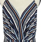 BCBGeneration  Large Midi Dress Striped Halter V-Neck Pockets Stretch Hi-Low Hem Photo 1