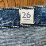 Free People Distressed High-Rise Denim Shorts – Size 26, Raw Hem, Vintage Wash Photo 3