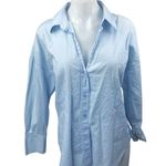 ZARA Women's Blue Long Sleeve V Neck Collared Button Down Shirt Top Size L Photo 0