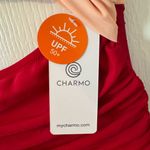 Charmo One Piece Swimsuit Ruched Tummy Control High Cut Pink Red Colorblock S Photo 5