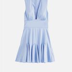 Abercrombie & Fitch Blue Satin Plunge Mini Dress Photo 3