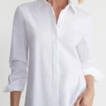 Lafayette 148 NWT  Stretch Cotton Straight Button Down Shirt White Women's Size 2 Photo 0