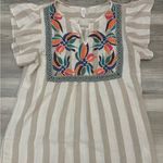 L LOVE  Medium Linen Like Boho Style Shirt with Embroidered detail, Flowy Photo 5