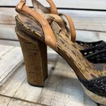Sam Edelman Rella Black Leather Woven Cork Block Heel Espadrille Sandals 9M Photo 7