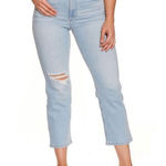 Lee Womens Jean Distessed High Rise Light Rinse Cropped Straight Leg Jeans - 26 Photo 0