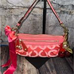 Coach PINK Y2K vintage shoulder Demi satin Canvas baguette Photo 2