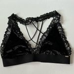 PINK - Victoria's Secret  Black Velvet Lace Metallic Star Strappy Back Bralette Photo 3