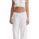 House Of CB  FEDERICA Ruffle Embroidered 
square-neck cotton-blend crop top L + Photo 1
