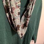 Notations  Crewneck Sweater Green Floral Scarf Attached Photo 5