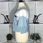 MBC Wear Cropped Shirt Large Chest Pocket Cotton White/Blue White Photo 5