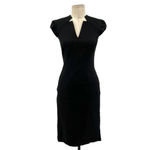 Zac Posen Zac Posen Black Cap Sleeve V-Neck Sheath Wiggle Structured Day Dress Size 2 Photo 1