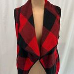 Red & Black Buffalo Plaid Cozy Flannel Sleeveless Jacket Vest Photo 0