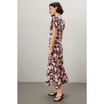 ALC Frank A.L.C. Remy Navy Pink Floral Print Silk Blend Short Sleeve Midi Dress Size 4 Photo 1