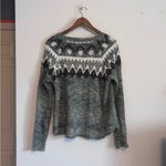 Maurice's Gray Charcoal Black and White Fair Isle Print Knit Sweater Photo 5