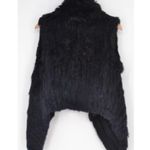 Yves Salomon Waterfall Front Sleeveless Vest Rabbit Fur Black Women's 36 S Photo 5