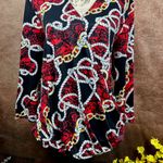 Shavonne Dorsey Chain/Rope Print Asymmetrical Blouse Red/Black L Red Size L Photo 2