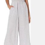 BCBG Generation Sz S Adorable Smocked Strapless Jumpsuit Blue Plaid Multiple Photo 0