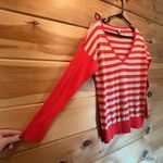 Victoria's Secret Victoria Secret Women's V-Neck Sweater Orange Tan Striped Size Medium Photo 4
