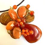 Carnelian beaded flower choker necklace Orange Photo 5
