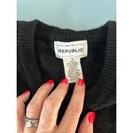 FOR THE REPUBLIC  womens knit sweater black size S faux fur on sleeves Photo 3