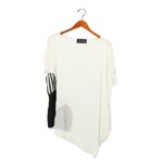 Ozai N Ku Asymmetric Jersey Knit Short Sleeve Off White Black Patch Side Top L Size L Photo 4