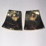 Vintage Gold Tone and Brown Shimmer Enamel Geometric Retro Boho Earrings Photo 2