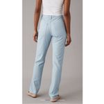 American Eagle NWT AE Vegan Leather Straight Leg Pants Super High Waisted Light Blue Size 8 Reg Photo 1