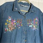 Bobbie Brooks Woman Short Sleeve Embroidered Denim Button Up Shirt 18W/20W Blue Photo 2