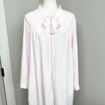 Loti Fashion Smocked Robe Full Zip Light Pink Terrycloth Housecoat Embroidered Size M Photo 6
