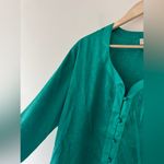 Victoria's Secret  Gold Label Vintage Green Patterned 100% Silk Night Shirt Photo 1