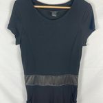 Club Monaco  Black Leather Waist Short Sleeve Dress Size 6 Photo 1