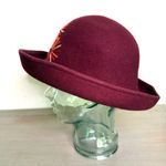 Vintage Bermona Trend Wool Cloche Hat Roll Brim Floral Embroidered Boho Chic M Red Photo 4