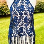 Ultra Pink  Crochet Open Back Fringe Tank Photo 0