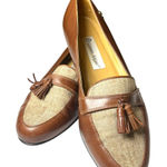 Etienne Aigner 8.5 brown leather and linen tassel loafers Slip On Flats Womens Photo 0