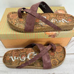 Very G Crisscross Burgundy Wine Metallic Strappy Sandals Contoured Footbed NEW Photo 1