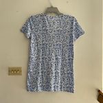 Caslon NWT white and blue pebble print short sleeve neck top XS 60% cotton Photo 2