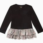 Kate Spade Black Broome Street Soiree Polka Dot Mixed Media Ruffle Hem Top Photo 0