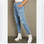 Unlisted Women’s distressed denim joggers size small Photo 2