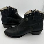 Mr. Wolf Ankle Boots Womens 7.5 Black Leather Bootie Low Cowboy Western Concert Photo 0