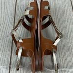 Furla Carmen Leather Vitello Sparkling Sandals 36 Gold & Cognac $365 Italy Photo 4