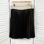 Karen Millen  Shimmer Pleated Skirt Metallic Bronze Black Size 12 Knee Length Photo 7