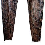 Commando Faux Leather Leggings Womens L Brown Snakeskin High Rise Stretch Shiny Photo 3