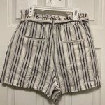 a.n.a  White Striped Linen Blend Women's Belted Paperbag Waist Shorts Photo 5