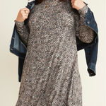 Old Navy  Tan Cheetah Leopard Print Long-Sleeve Mini Swing Dress Photo 0